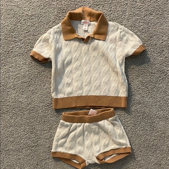 Cat & Jack Cream and Brown Kids Matching Set - Picture 1 of 1